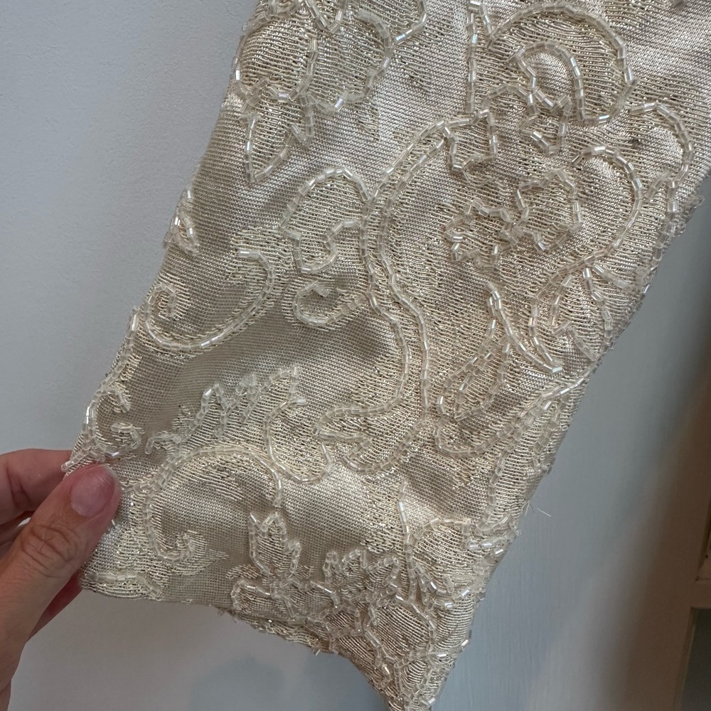 Vintage Carmen Marc Valvo Ivory Cream Lace Sequin Beaded Formal Jacket Size 14 L - Picture 13 of 16